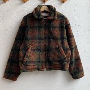Vintage | Fleece Zip Up Plaid Jacket | Medium
